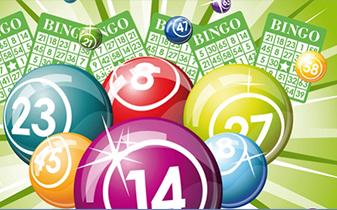 Bingo cards and bingo balls graphic
