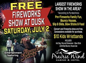 Prairie Wind Casino 2022 Fireworks Show featuring Brandon Jones