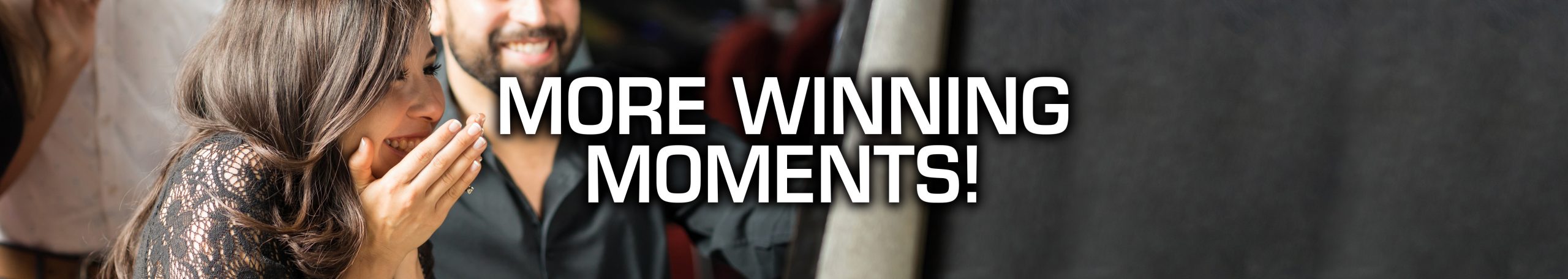 Woman winning at slot machine - PWC More Winning Moments!