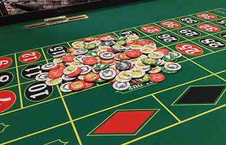 Roulette table with chips on it