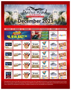 Prairie Wind Casino December 2023 Promotions Calendar