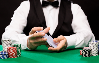 Casino Dealer shuffling cards